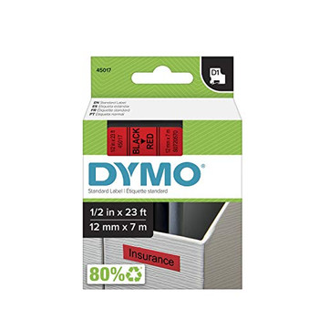 Dymo 45017 12mm x 7m Black on Red Tape 45017 Dymo 45017 12mm x 7m Black on Red Tape 45017