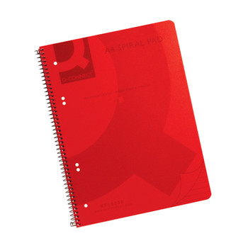Q-Connect Spiral Bound Polypropylene Notebook 160 Pages A4 Red Pack of 5 KF KF10038
