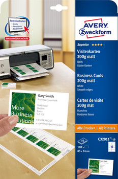 Avery C32011-10 Business Cards 85 X 54 Quick C32011-10