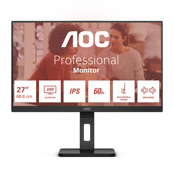 AOC E3 U27E3UF 68.6 cm 27" 3840 x 2160 pixels 4K Ultra HD LED 4 ms Black U27E3UF