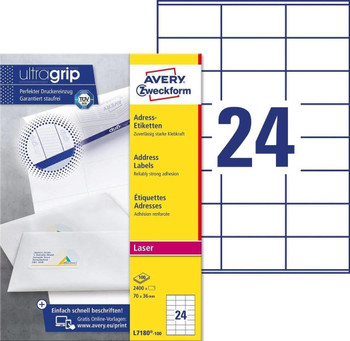 Avery L7180-100 Printer Label White L7180-100