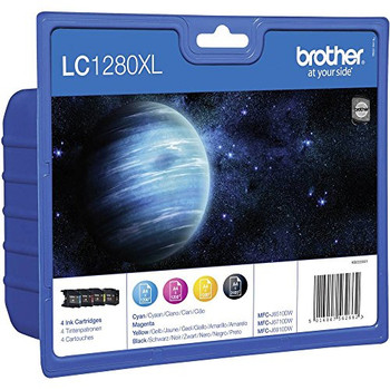 Brother Black Cyan Magenta Yellow High Capacity Ink Cartridge Multipack 55Ml + 3 LC1280XLVALBP