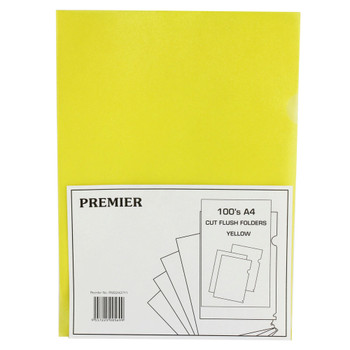 Yellow Cut Flush Folders Pack of 100 WX01487 WX01487