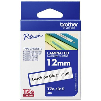 Brother TZE131S Black on Clear 4M x 12mm Gloss Tape TZE131S Brother TZE131S Black on Clear 4M x 12mm Gloss Tape TZE131S