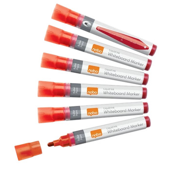Nobo Liquid Ink Whiteboard Pens Bullet Tip 10 Pack Red 1915379 1915379