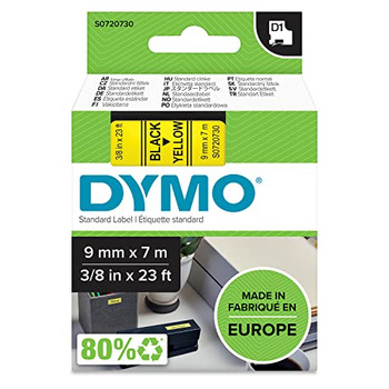 Dymo 40918 9mm x 7m Black on Yellow Tape 40918 Dymo 40918 9mm x 7m Black on Yellow Tape 40918