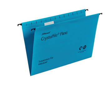 Rexel Crystalfile Flexi Foolscap Suspension File Manilla 15Mm V Base Blue Pack 5 3000041