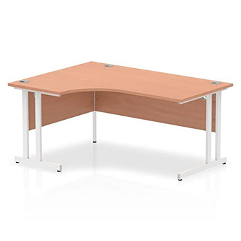 Impulse 1600Mm Left Crescent Desk Beech Top White Cantilever Leg MI001875 I001875 Impulse 1600Mm Left Crescent Desk Beech Top White Cantilever Leg MI001875 I001875