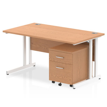 Impulse Cantilever Straight Office Desk W1400 X D800 X H730mm Oak Finish White F I003913 Impulse Cantilever Straight Office Desk W1400 X D800 X H730mm Oak Finish White F I003913