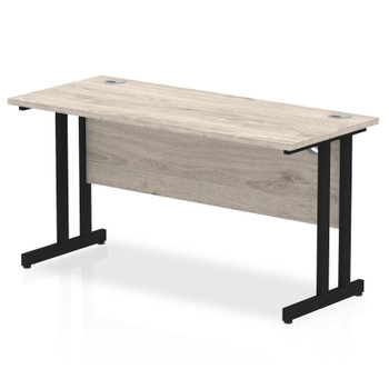 Impulse 1400 X 600Mm Straight Desk Grey Oak Top Black Cantilever Leg MI003352 MI003352 Impulse 1400 X 600Mm Straight Desk Grey Oak Top Black Cantilever Leg MI003352 MI003352