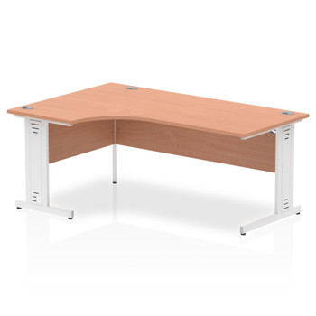 Dynamic Impulse 1800Mm Left Crescent Desk Beech Top White Cable Managed Leg MI00 I001881 Dynamic Impulse 1800Mm Left Crescent Desk Beech Top White Cable Managed Leg MI00 I001881