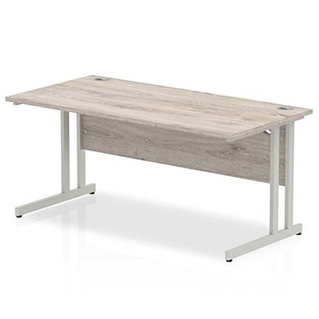 Impulse 1600 X 800Mm Straight Desk Grey Oak Top Silver Cantilever Leg I003074 I003074 Impulse 1600 X 800Mm Straight Desk Grey Oak Top Silver Cantilever Leg I003074 I003074