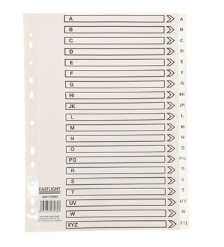 Valuex Index A-Z A4 120 Micron Polypropylene White 80017DENT