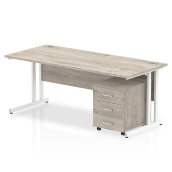 Impulse Cantilever Straight Office Desk W1800 X D800 X H730mm Grey Oak Finish Wh I003804 Impulse Cantilever Straight Office Desk W1800 X D800 X H730mm Grey Oak Finish Wh I003804