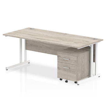 Impulse Cantilever Straight Office Desk W1800 X D800 X H730mm Grey Oak Finish Wh I003805 Impulse Cantilever Straight Office Desk W1800 X D800 X H730mm Grey Oak Finish Wh I003805