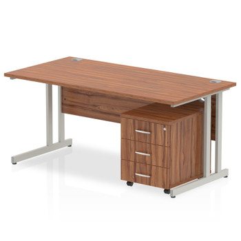 Impulse Cantilever Straight Office Desk W1400 X D800 X H730mm Walnut Finish Silv MI000979 Impulse Cantilever Straight Office Desk W1400 X D800 X H730mm Walnut Finish Silv MI000979