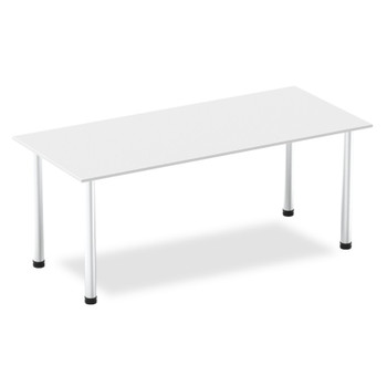 Impulse 1800Mm Straight Table White Top Brushed Aluminium Post Leg I003647 I003647 Impulse 1800Mm Straight Table White Top Brushed Aluminium Post Leg I003647 I003647