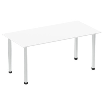 Impulse 1600Mm Straight Table White Top Brushed Aluminium Post Leg I003642 I003642 Impulse 1600Mm Straight Table White Top Brushed Aluminium Post Leg I003642 I003642