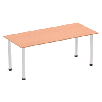 Impulse 1800Mm Straight Table Beech Top Brushed Aluminium Post Leg I003646 I003646 Impulse 1800Mm Straight Table Beech Top Brushed Aluminium Post Leg I003646 I003646