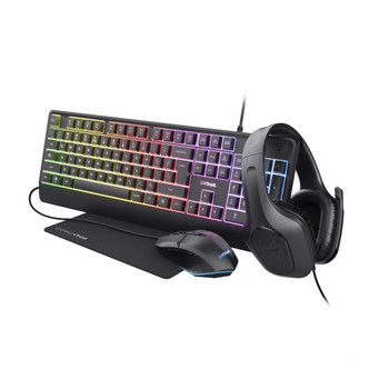 Trust GXT 792 Quadrox Wired USB QWERTY RGB LED Black Mouse included 25253