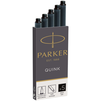 Parker Quink Ink Refill Cartridge for Fountain Pens Black Pack 5 1950382