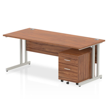 Impulse Cantilever Straight Office Desk W1800 X D800 X H730mm Walnut Finish Silv MI000961 Impulse Cantilever Straight Office Desk W1800 X D800 X H730mm Walnut Finish Silv MI000961