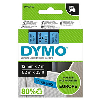 Dymo 45016 12mm x 7m Black on Blue Tape 45016 Dymo 45016 12mm x 7m Black on Blue Tape 45016