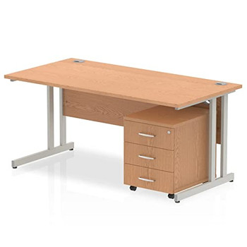 Impulse Cantilever Straight Office Desk W1200 X D800 X H730mm Oak Finish Silver MI000986 Impulse Cantilever Straight Office Desk W1200 X D800 X H730mm Oak Finish Silver MI000986