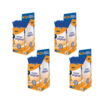 Bic Cristal Ballpoint Pen 1.0Mm Tip 0.32Mm Line Blue Pack 50 4 Packs for The Pri 8373602x4