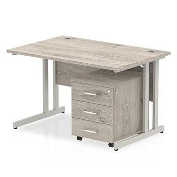 Impulse Cantilever Straight Office Desk W1200 X D800 X H730mm Grey Oak Finish Wh I003798 Impulse Cantilever Straight Office Desk W1200 X D800 X H730mm Grey Oak Finish Wh I003798