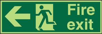 Seco Photoluminescent Safe Procedure Safety Sign Fire Exit Man Running And Arrow SP120PLV450X150