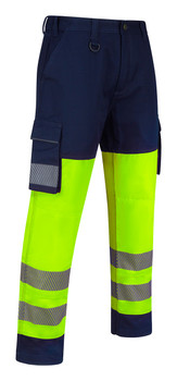 Beeswift Guardian Hi-Vis Safety Combat Trousers Saturn Yellow / Navy Size 34 HVTR01SYN34