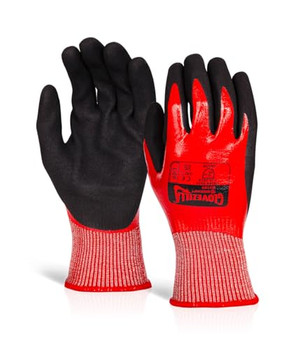 Glovezilla Waterproof Nitrile Cut D Gloves Red Size L GZ109RENL