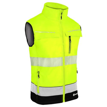 Beeswift Deltic Two-Tone Hi-Vis Softshell Rail Bodywarmer Saturn Yellow/Navy XXL BSDBWTTSYNXXL