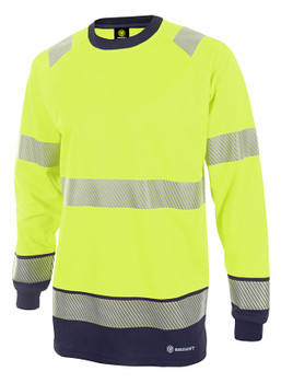 Beeswift Deltic Hi-Vis Two-Tone Long Sleeve T-Shirt Saturn Yellow / Navy Size 4X HVTT005SYN4XL