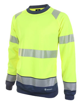 Beeswift Deltic Hi-Vis Two-Tone Sweatshirt Saturn Yellow / Navy Size XXL HVTT020SYNXXL