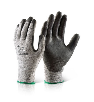 Beeswift Pu Coated Cut Level 5 Gloves Black Size L KSPU5L