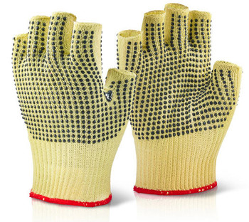 Beeswift Reinforced Fingerless Dotted Gloves Yellow Size 10 KFLGMWD10