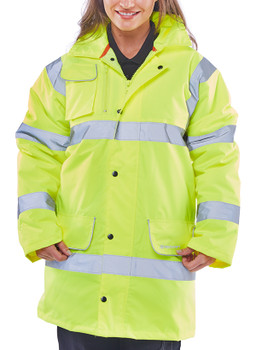 Beeswift Hi-Vis Fleece Lined Traffic Jacket Saturn Yellow Size XXXL CTJFLSYXXXL