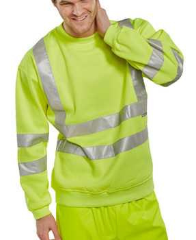 Beeswift Essential Sweatshirt Hi-Vis Jumper Saturn Yellow Size XL BSSENSYXL