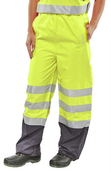 Beeswift Belfry Two-Tone Hi-Vis Waterproof Trousers Saturn Yellow / Navy Size XX BETSYNXXL