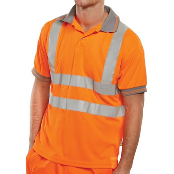 Beeswift Short Sleeve Hi-Vis Polo Shirt Orange Size L BPKSENORL