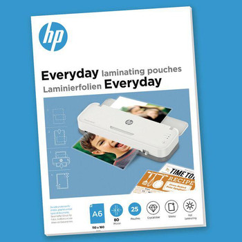 Hp Everyday Laminating Pouches A6 80 Micron Pack 25 9156 9156