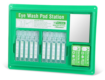Click Medical Eyewash Pod Station 10X20ml Green CM0715