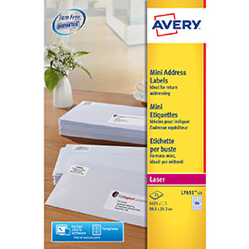 Avery L7651-25 Mini Address Labels 25 sheets - 65 Labels per Sheet AVERYL7651-25 Avery L7651-25 Mini Address Labels 25 sheets - 65 Labels per Sheet AVERYL7651-25
