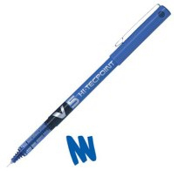Pilot V5 Hi-Tecpoint Liquid Ink Rollerball Pen 0.5Mm Tip 0.3Mm Line Blue Pack 12 100101203