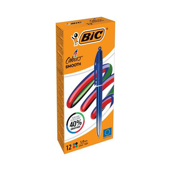 Bic 4 Colours Smooth Pro Blue Gradient Barrel Ballpoint Pen 1.0Mm Tip 0.32Mm Lin 524091