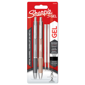 Sharpie S-Gel Metal Gel Pen Medium Point 0.7Mm Tip + Refill Pack 2 Pens + 2 Refi 2162643