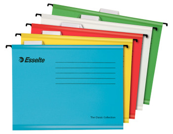 Esselte Pendaflex A4 Reinforced Suspension File Card V Base Assorted Colours Pac 93042
