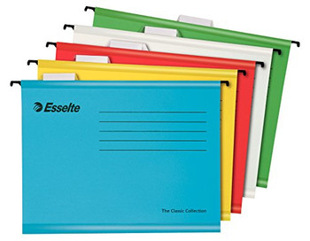 Esselte Pendaflex A4 Reinforced Suspension File Card V Base Assorted Colours Pac 93042